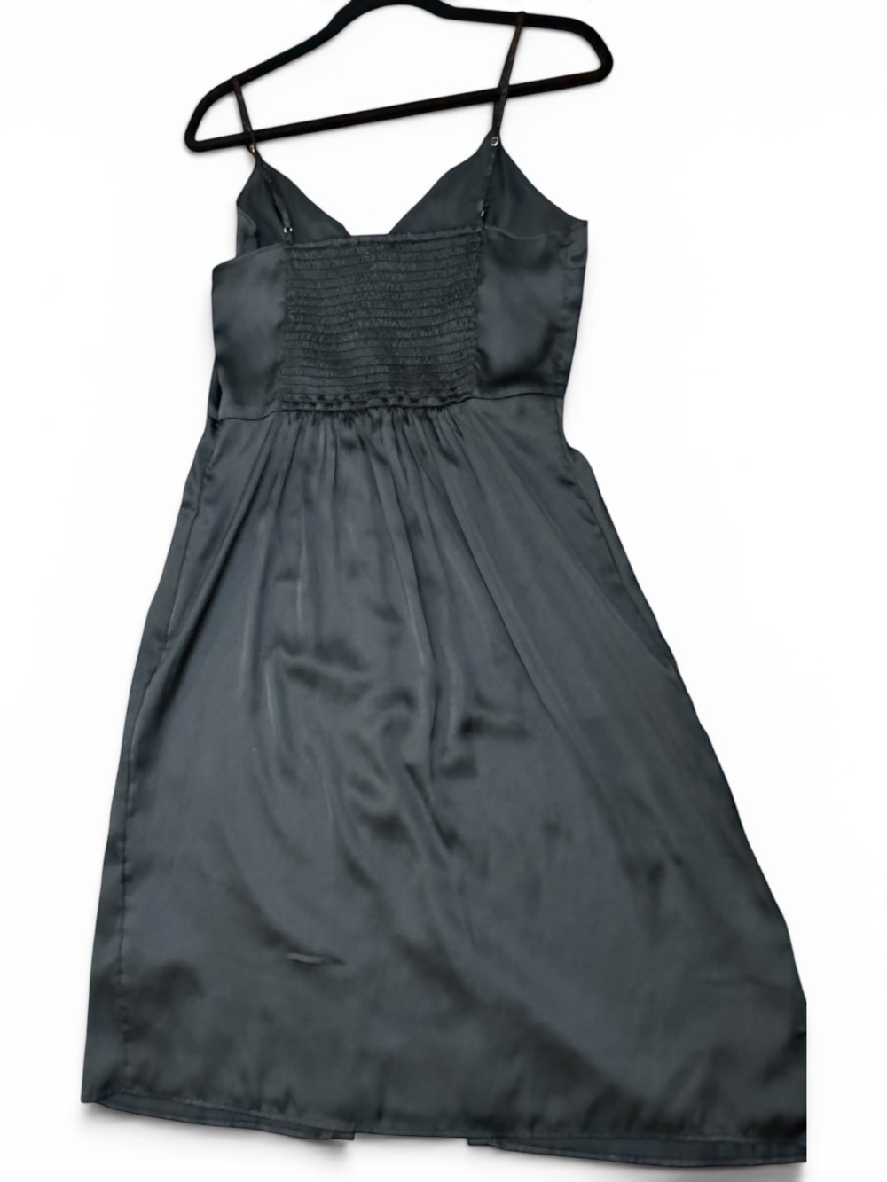 Abercrombie & Fitch Black Button Down Satin Slip Midi Dress Size L - Picture 4 of 7